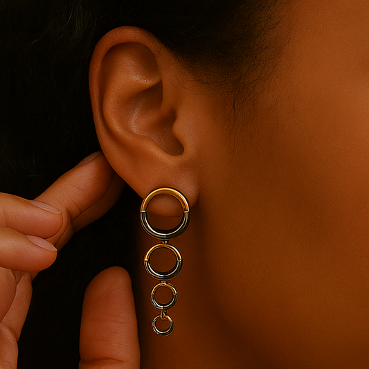 Black Rhodium Two-Toned Earrings