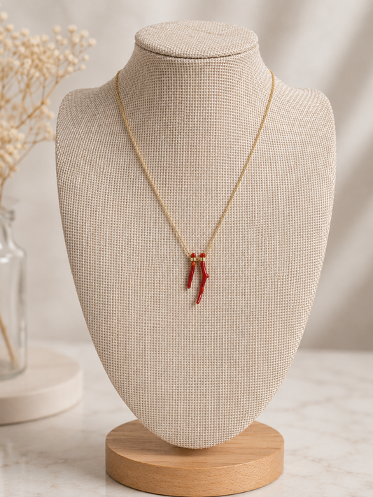 Natural Coral Gemstone Necklace-Gold Filled Chain