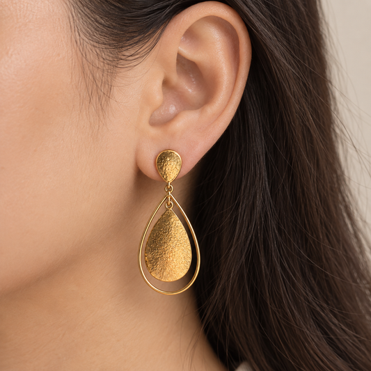Gold Teardrop Statement Earrings – 18k Gold Plated Sterling Silver