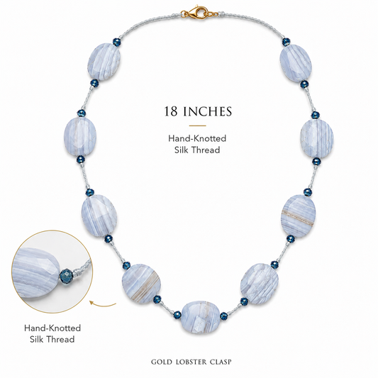 Denim Opal & Blue Topaz Silk Threaded Necklace- Gold Filled Lobster Clasp