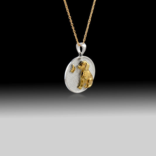 Dog Meets Butterfly Necklace- 925 Sterling Silver 18k Gold Plated