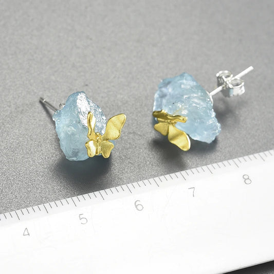 Aquamarine Butterfly Earrings