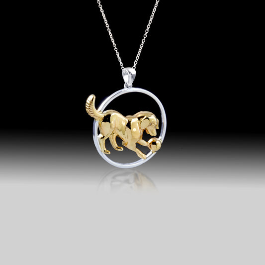 Playful Soul Dog Necklace- 925 Sterling Silver Two Tone