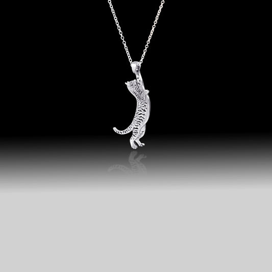Climbing Cat Necklace- 925 Sterling Silver