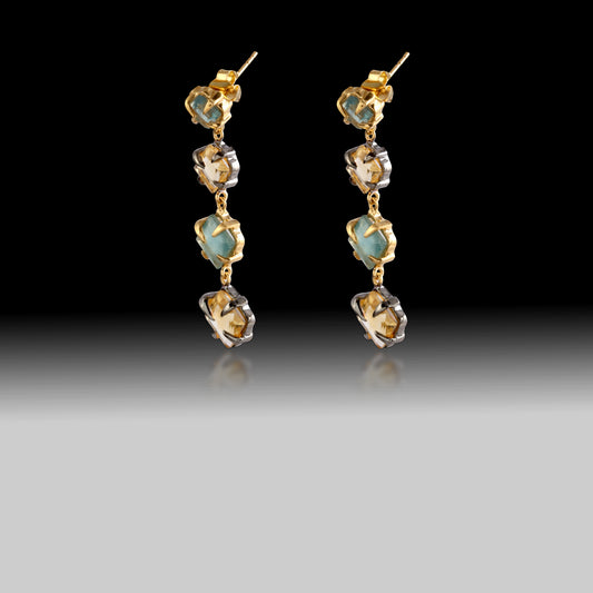 Green Apatite with Citrine Two Toned with Black Rhodium and 18k Gold