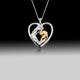Girl Hugging Dog Heart Shaped Pendant- 925 Sterling Silver Two Toned Piece