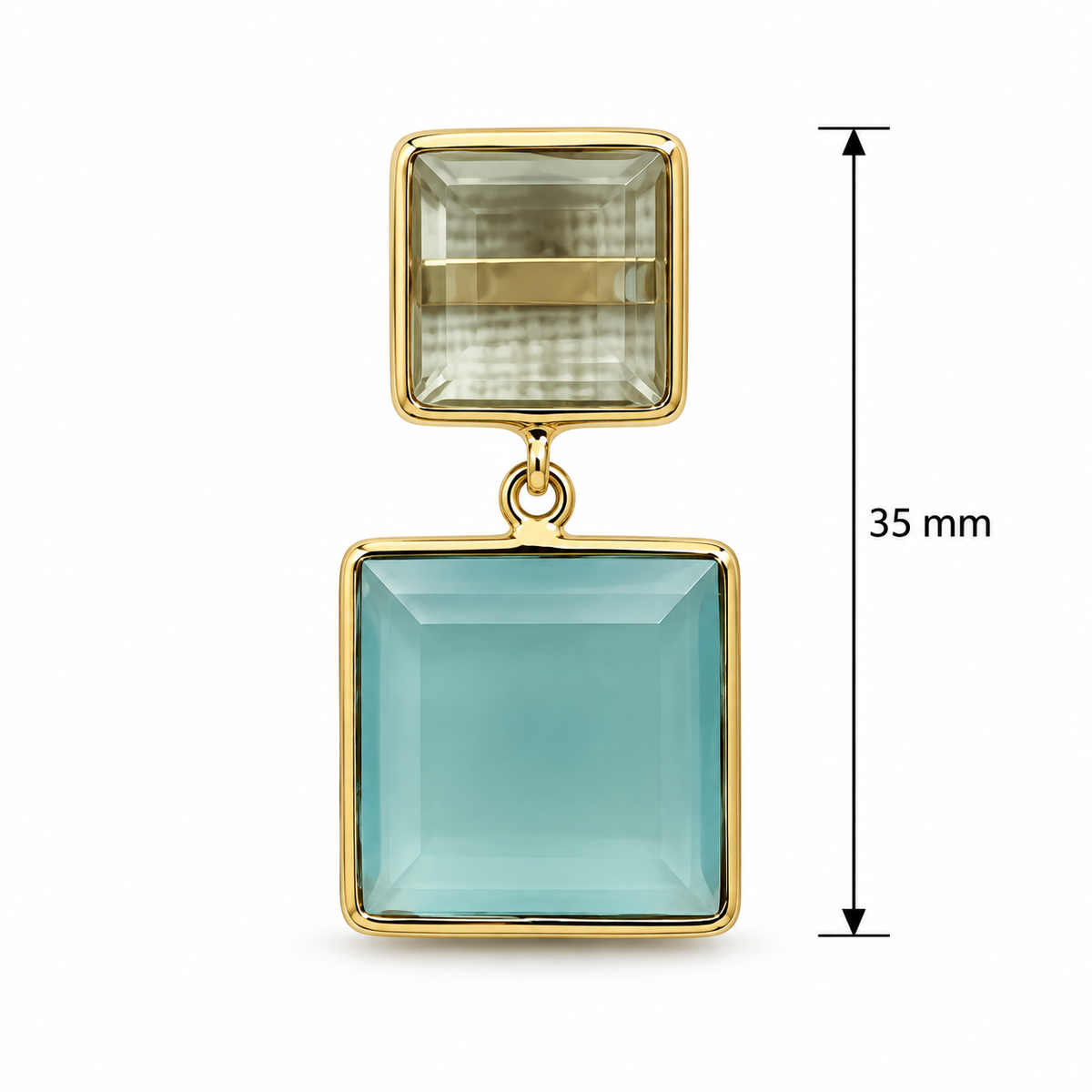 Aqua Chalcedony and Lemon Topaz Earrings- 18k Gold Plated on 925 Sterling Silver