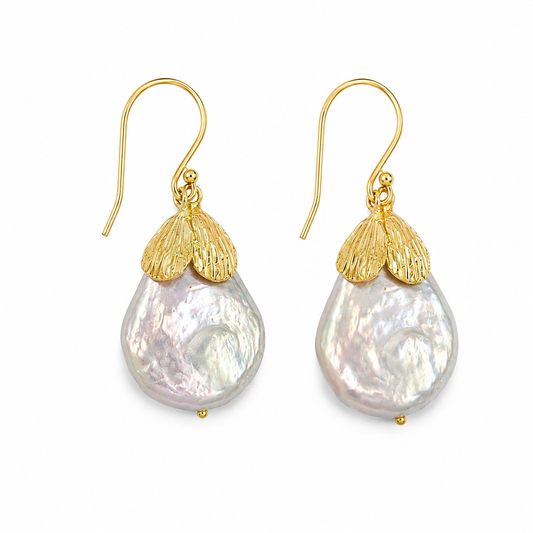 Freshwater Pearl Earrings – 18k Gold Plated on 925 Sterling Silver