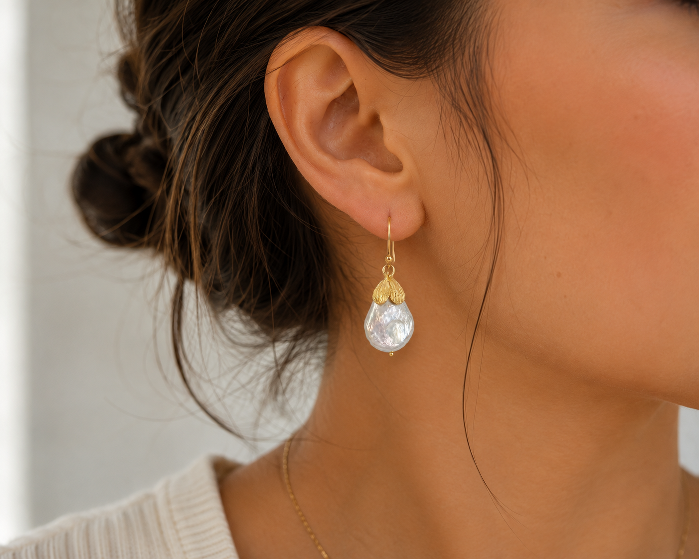 Freshwater Pearl Earrings – 18k Gold Plated on 925 Sterling Silver