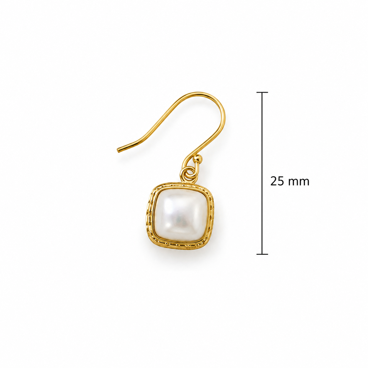 Freshwater Pearl Cushion Drop Earrings – 18k Gold Plated on 925 Sterling Silver
