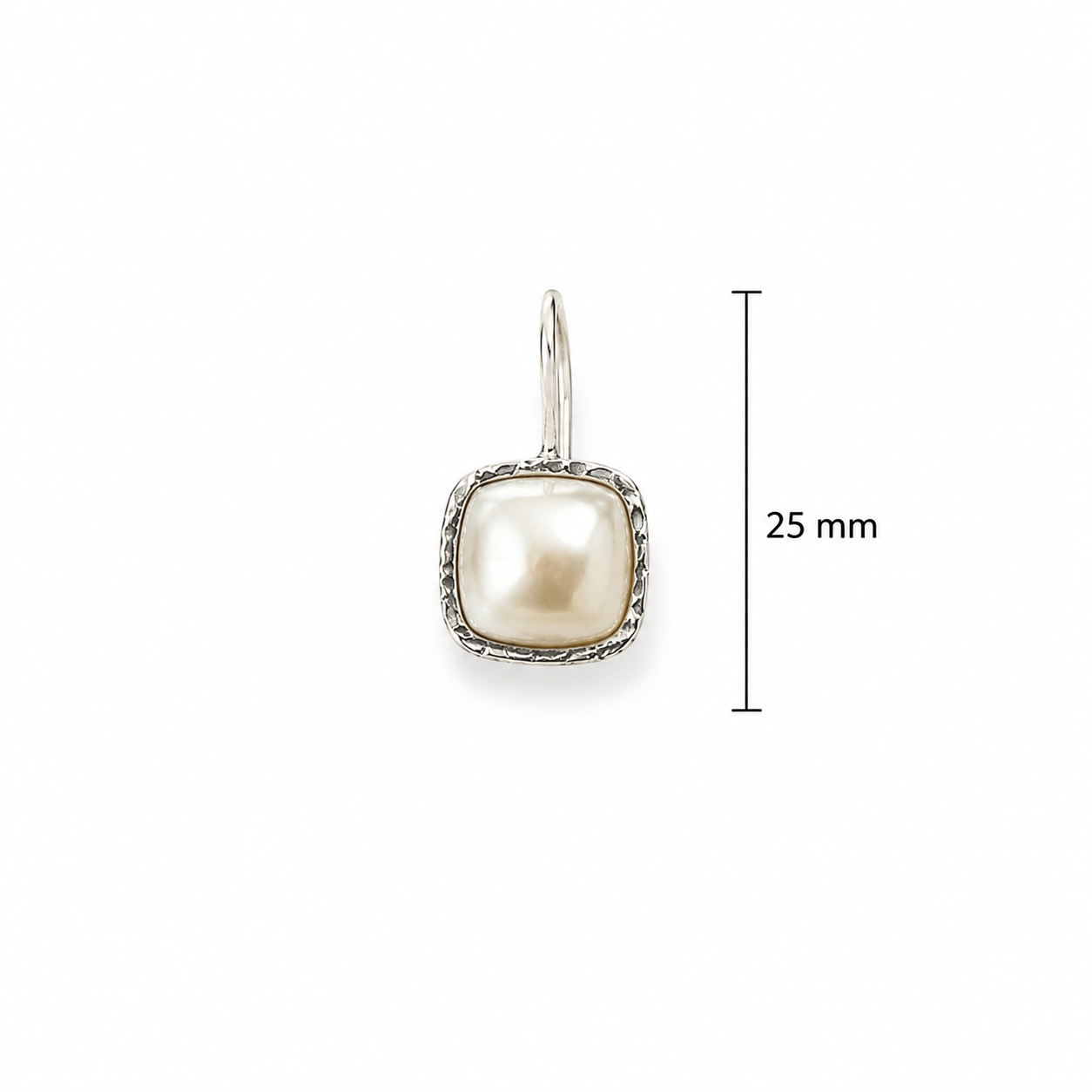 Mother of Pearl Cushion Drop Earrings on 925 Sterling Silver