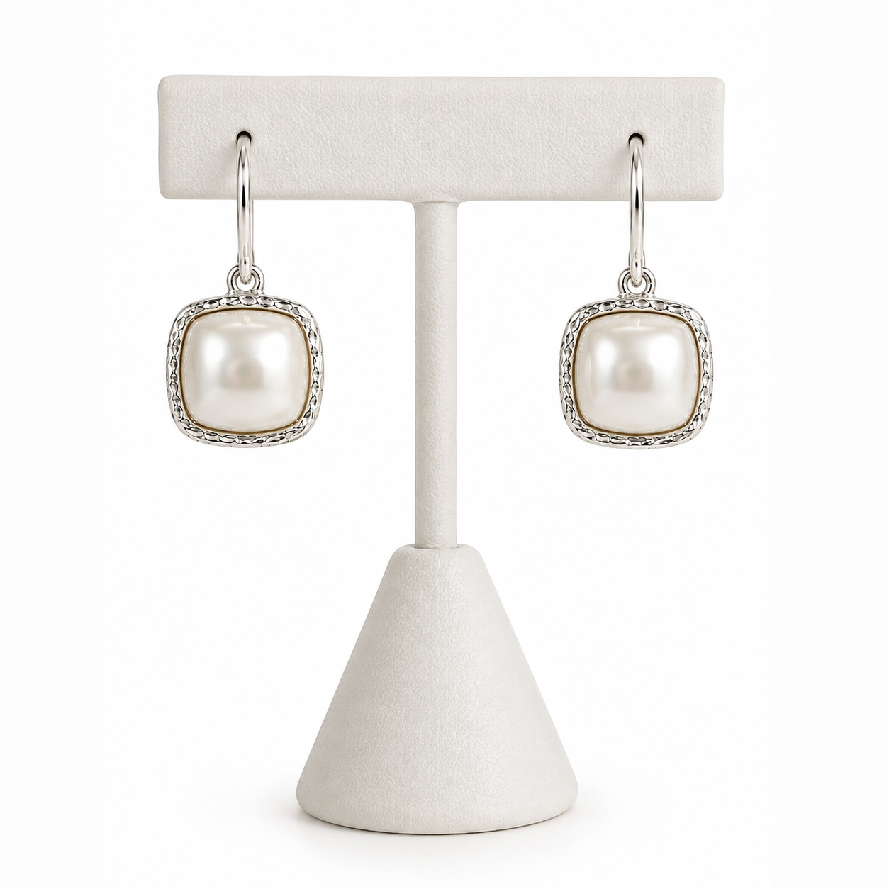 Mother of Pearl Cushion Drop Earrings on 925 Sterling Silver