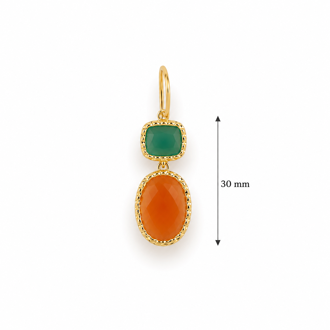 Carnelian &Green Onyx Earrings – 18k Gold Plated on 925 Sterling Silver