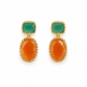 Carnelian &Green Onyx Earrings – 18k Gold Plated on 925 Sterling Silver