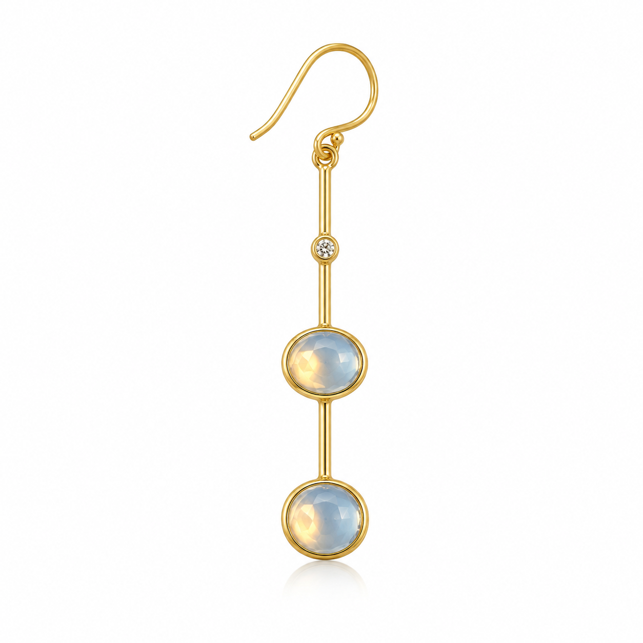 Ethiopian Opal & White Topaz Earrings – 18k Gold Plated on 925 Sterling Silver