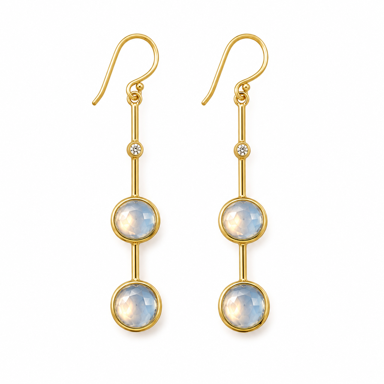 Ethiopian Opal & White Topaz Earrings – 18k Gold Plated on 925 Sterling Silver