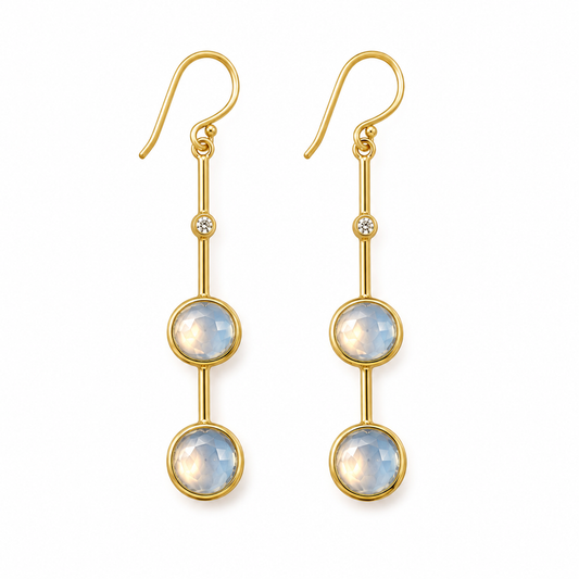 Ethiopian Opal & White Topaz Earrings – 18k Gold Plated on 925 Sterling Silver