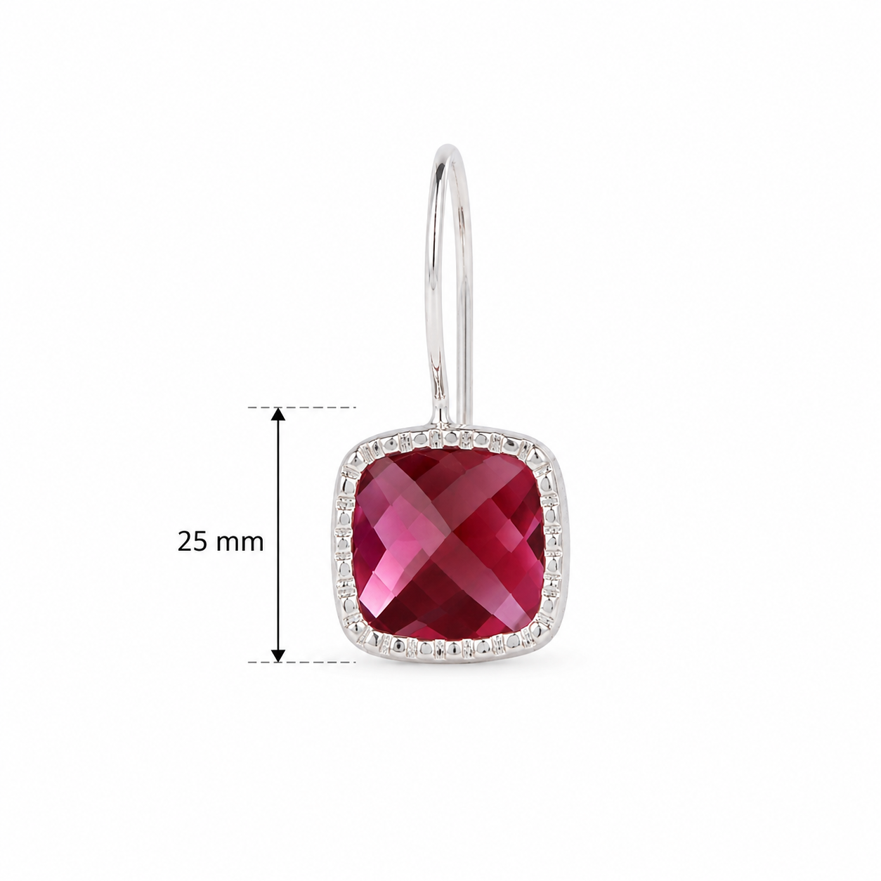 Pink Tourmaline Cushion Drop Earrings – 925 Sterling Silver