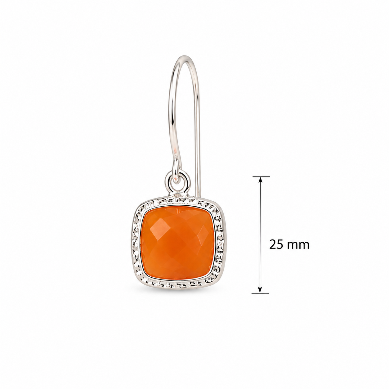 Carnelian Gemstone Drop Earrings in 925 Sterling Silver