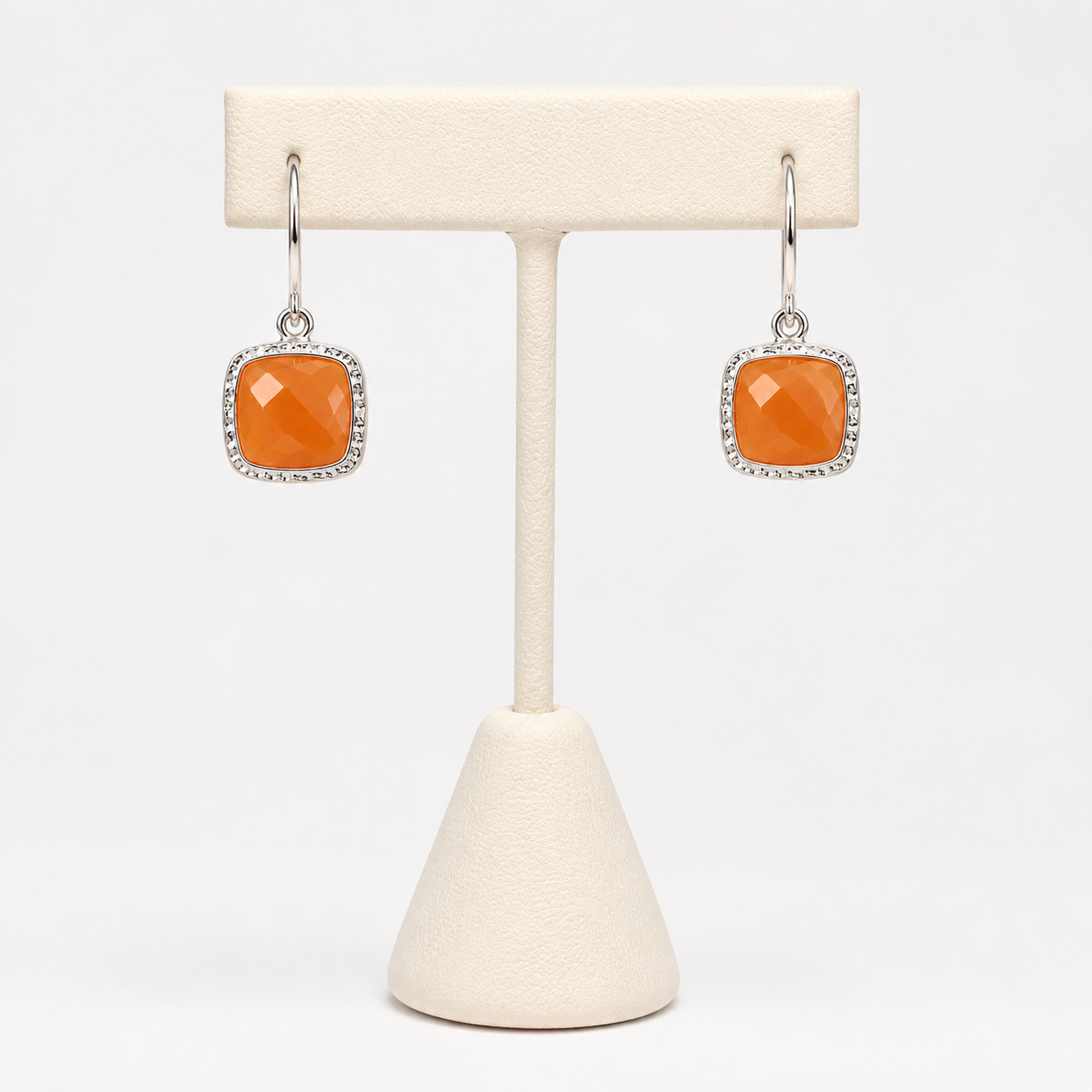 Carnelian Gemstone Drop Earrings in 925 Sterling Silver