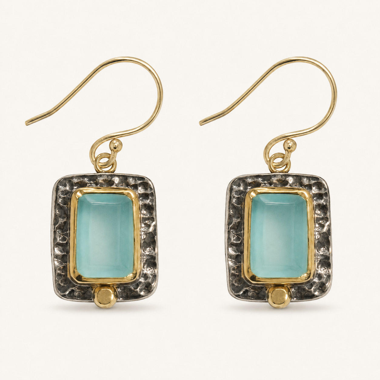 Aqua Chalcedony 18K Gold-Plated 925 Sterling Silver Rectangle Drop Earrings