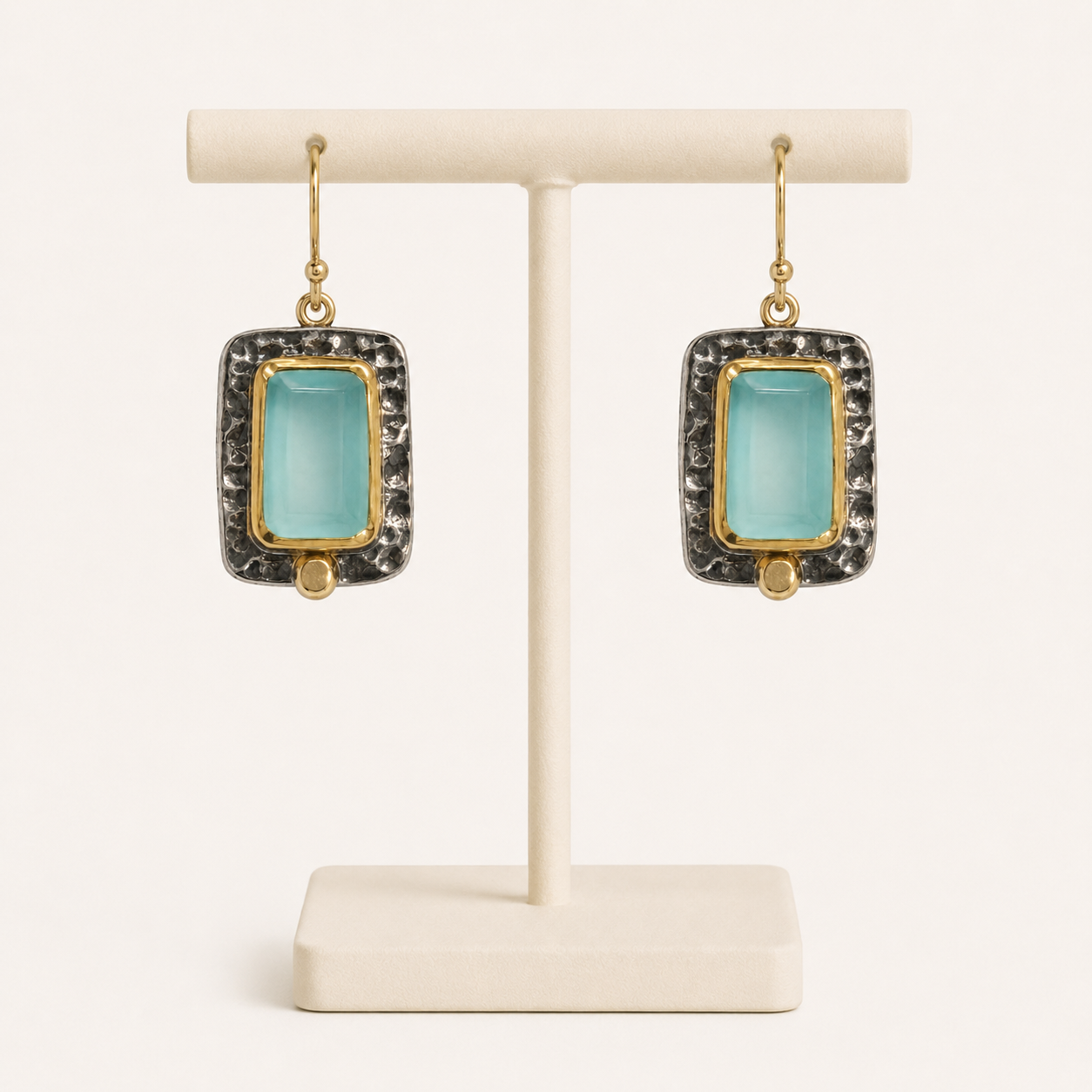 Aqua Chalcedony 18K Gold-Plated 925 Sterling Silver Rectangle Drop Earrings