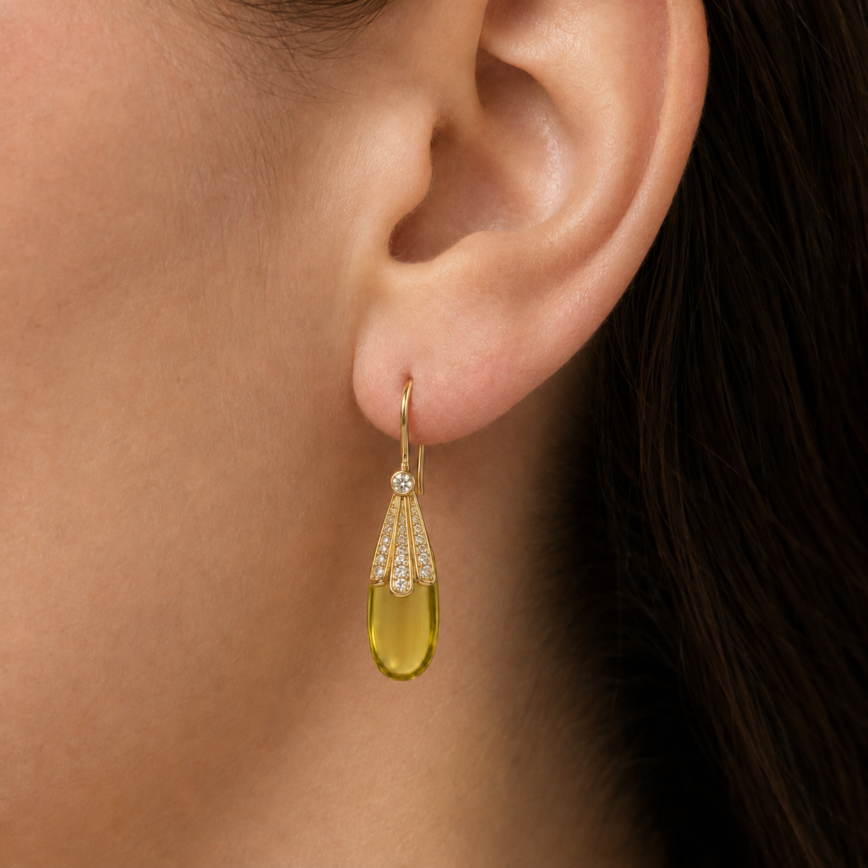 Lemon Quartz & White Topaz 18K Gold-Plated 925 Sterling Silver Drop Earrings