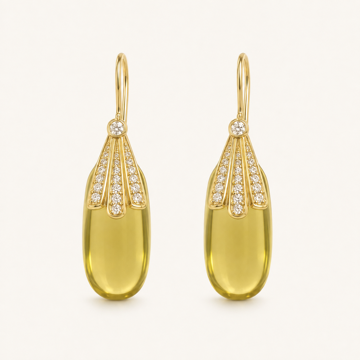 Lemon Quartz & White Topaz 18K Gold-Plated 925 Sterling Silver Drop Earrings