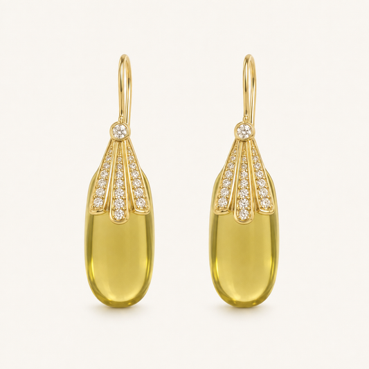 Lemon Quartz & White Topaz 18K Gold-Plated 925 Sterling Silver Drop Earrings