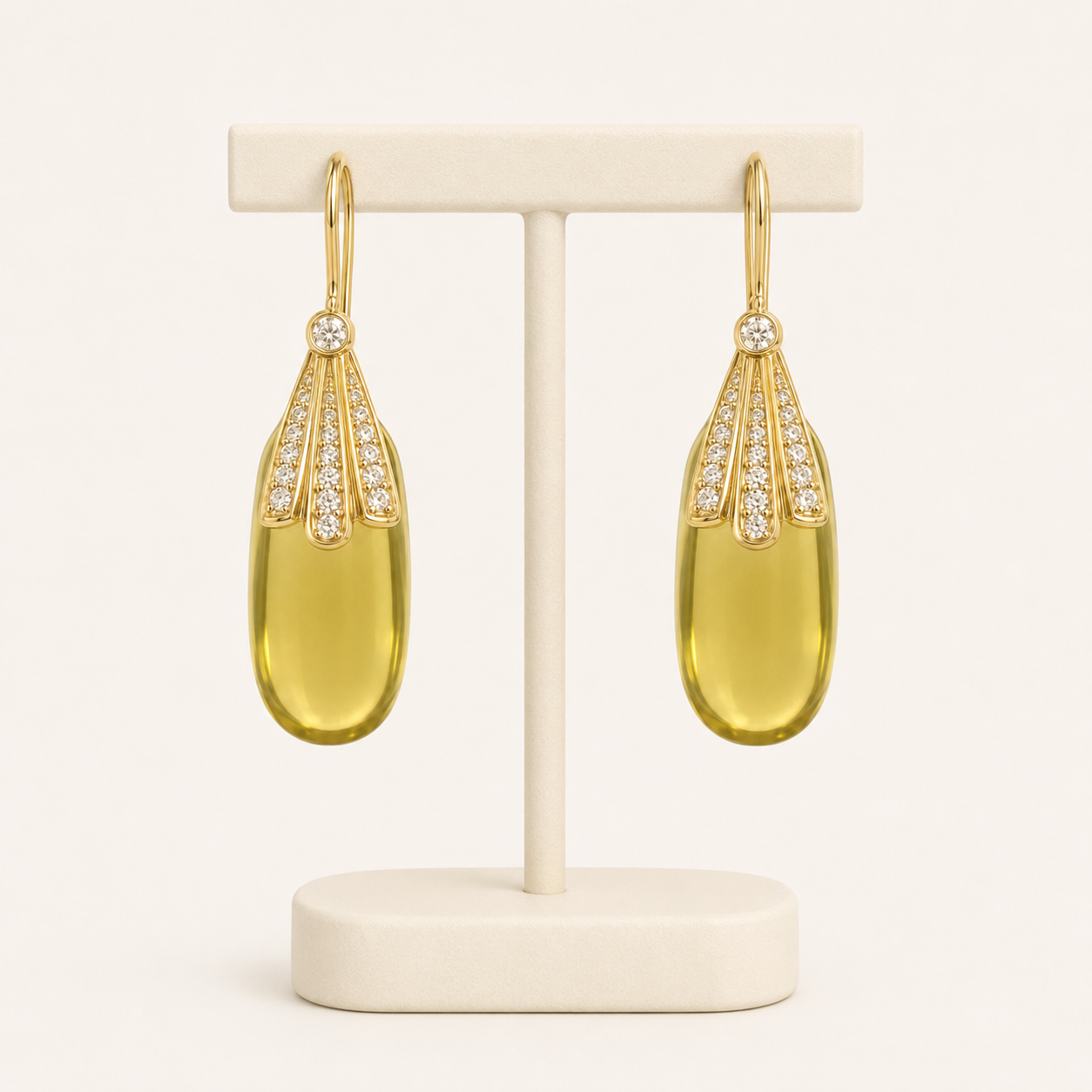 Lemon Quartz & White Topaz 18K Gold-Plated 925 Sterling Silver Drop Earrings