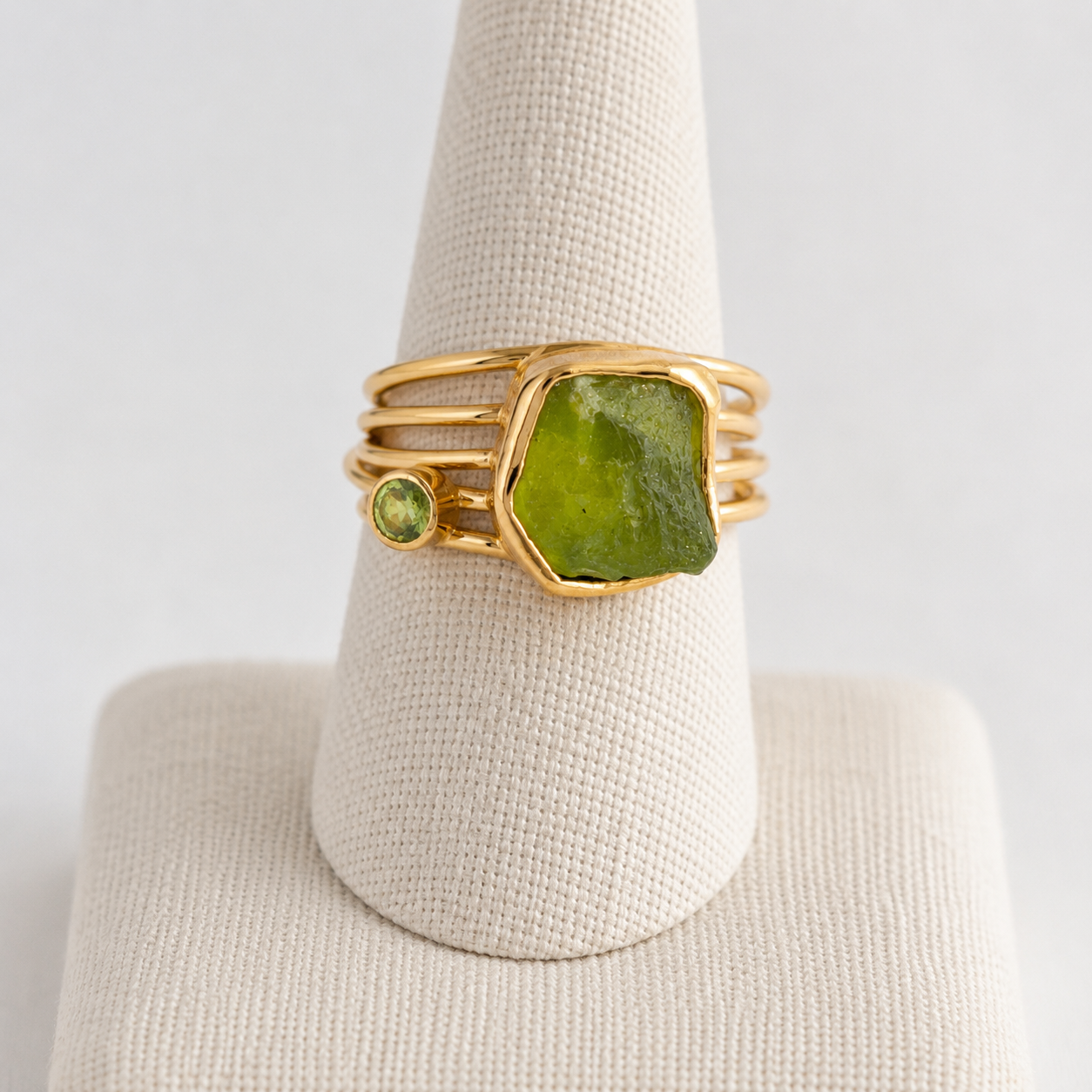 Raw Peridot Statement Ring – 18k Gold Plated on 925 Sterling Silver