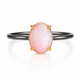 Pink Opal Ring – 18k Gold Plated on 925 Sterling Silver with Black Rhodium Band