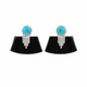 Black Onyx and Arizona Turquoise Post Earrings- 925 Sterling Silver