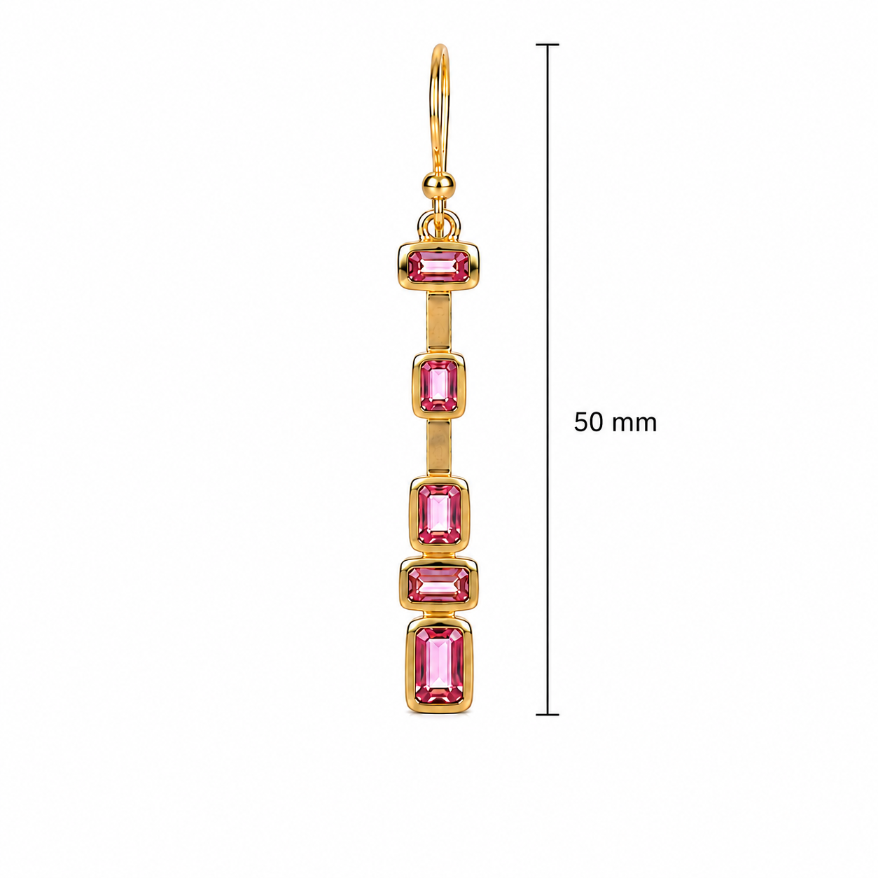 Pink Tourmaline Drop Earrings- 18k Gold Plated on 925 Sterling Silver
