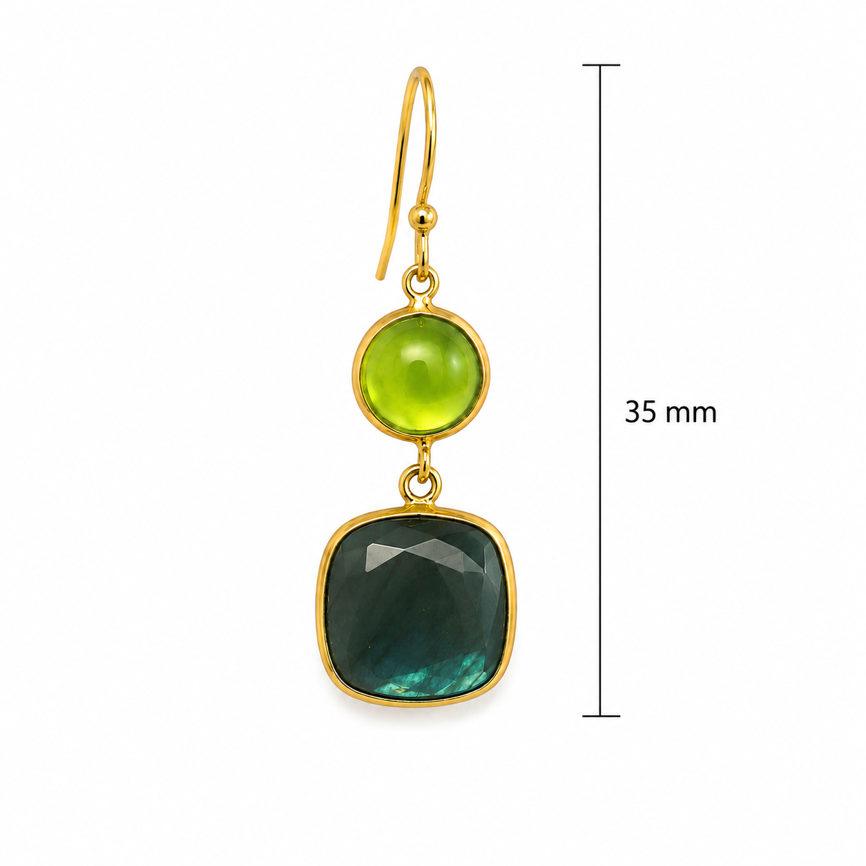 Labradorite and Peridot Earrings-18k Gold Plated Over 925 Sterling Silver