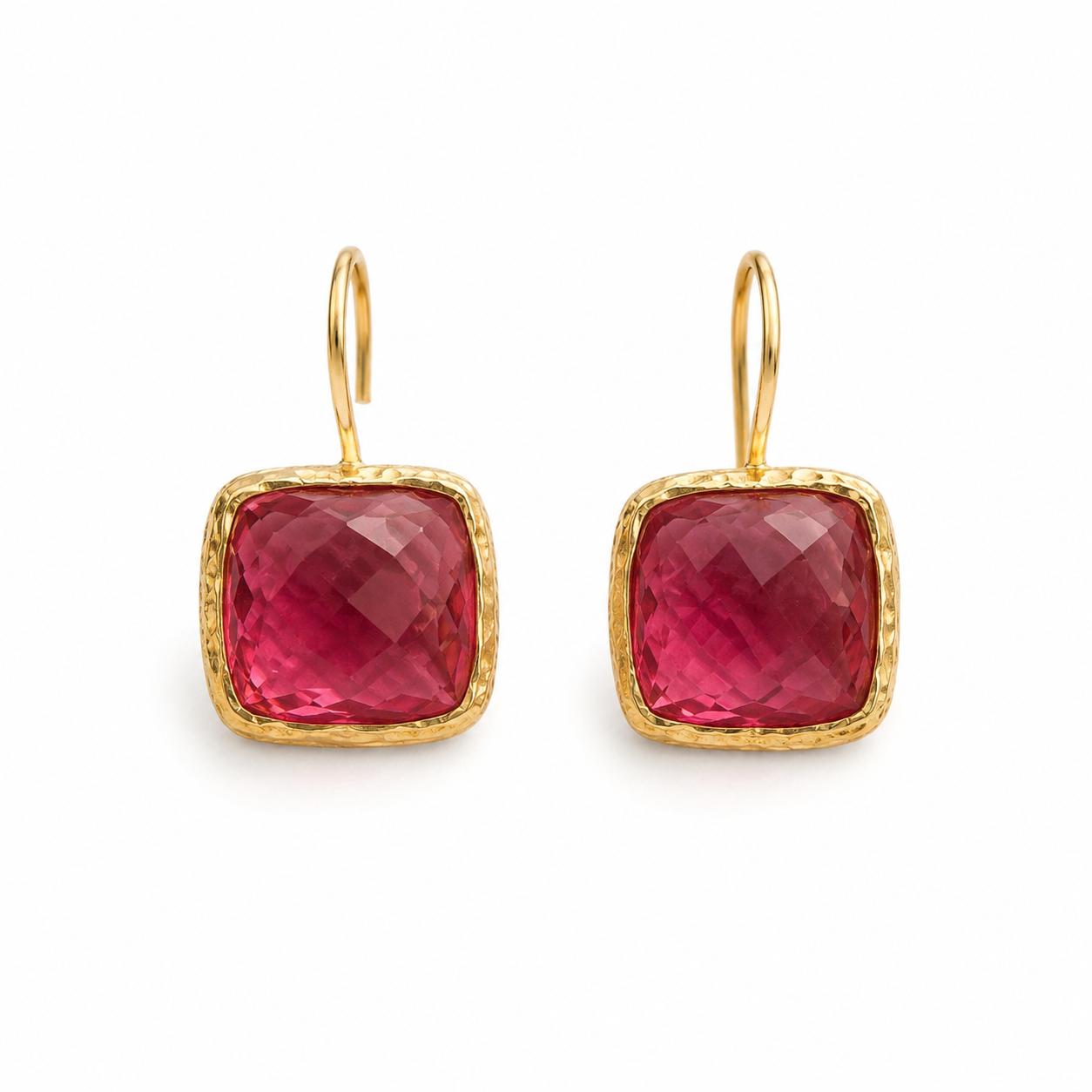 Pink Tourmaline Earrings – 18k Gold Plated Over 925 Sterling Silver