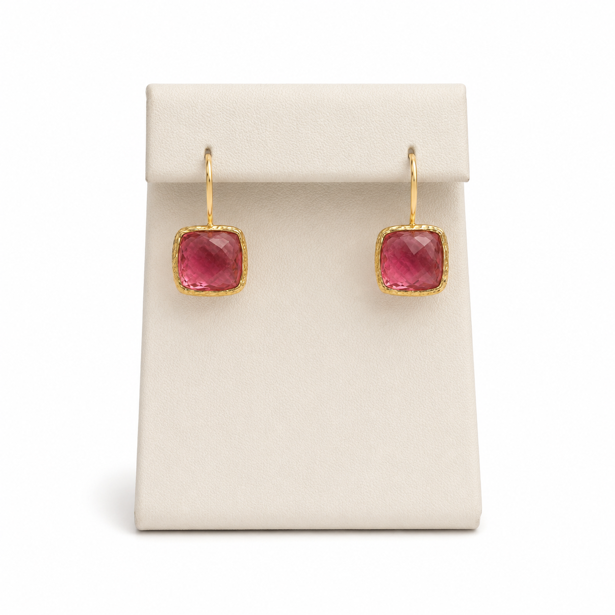 Pink Tourmaline Earrings – 18k Gold Plated Over 925 Sterling Silver