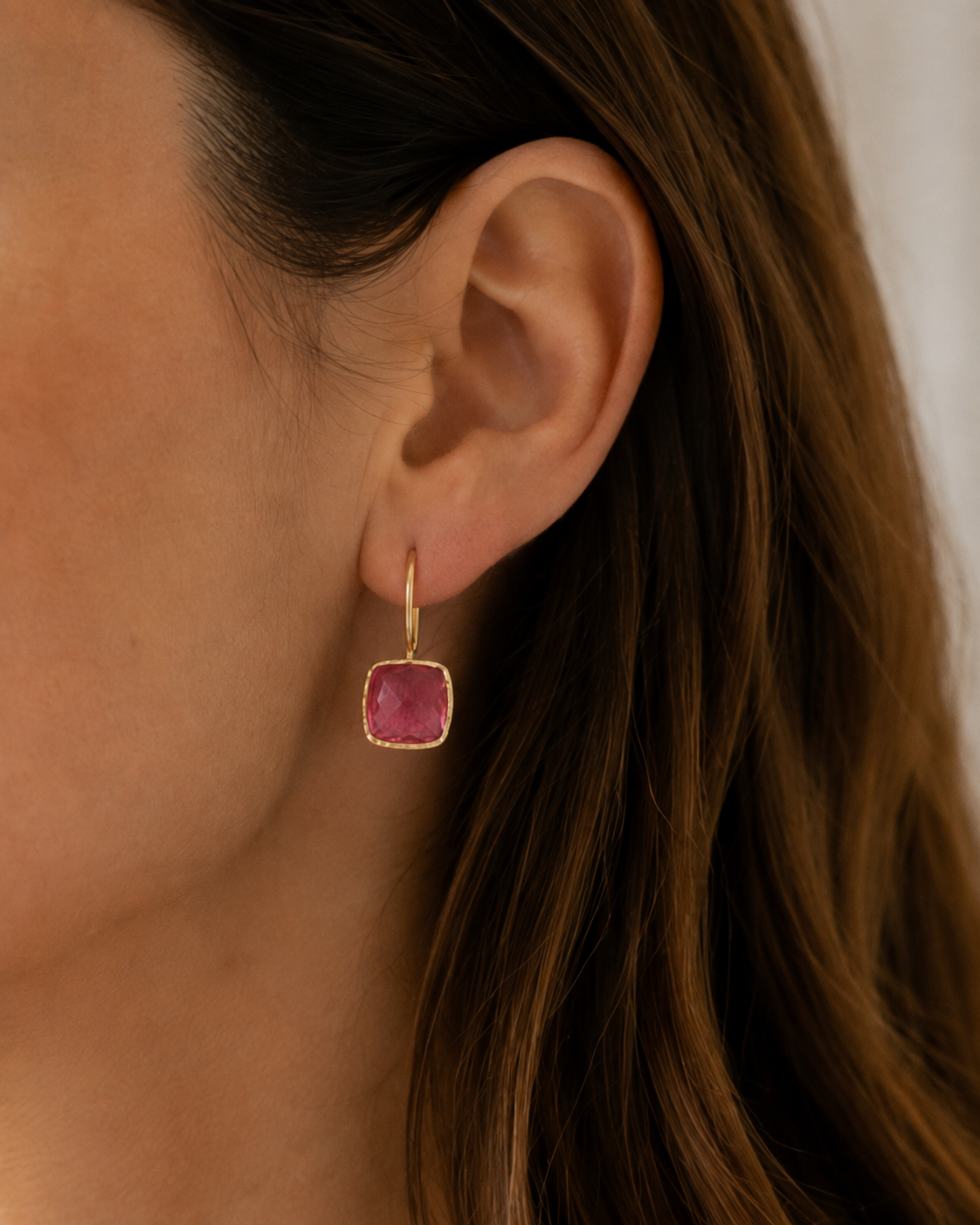 Pink Tourmaline Earrings – 18k Gold Plated Over 925 Sterling Silver