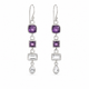 Amethyst and Clear Quartz Drop Earrings- 925 Sterling Silver