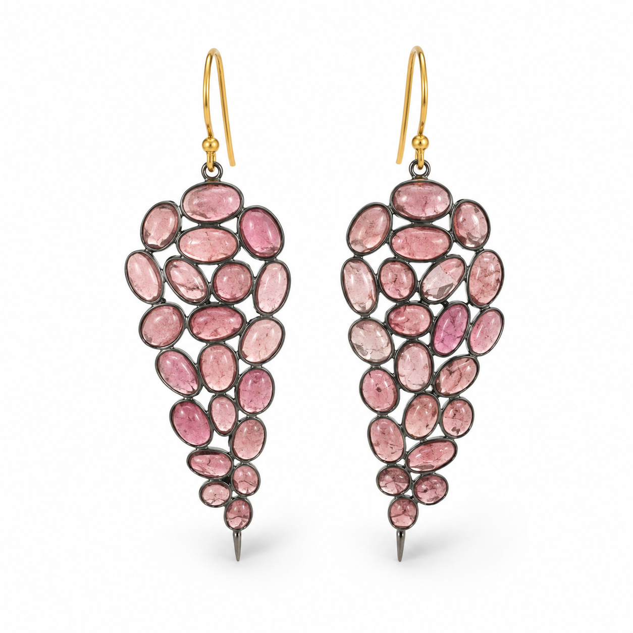 Pink Tourmaline Cascade Earrings – 18k Gold Plated Over 925 Sterling Silver