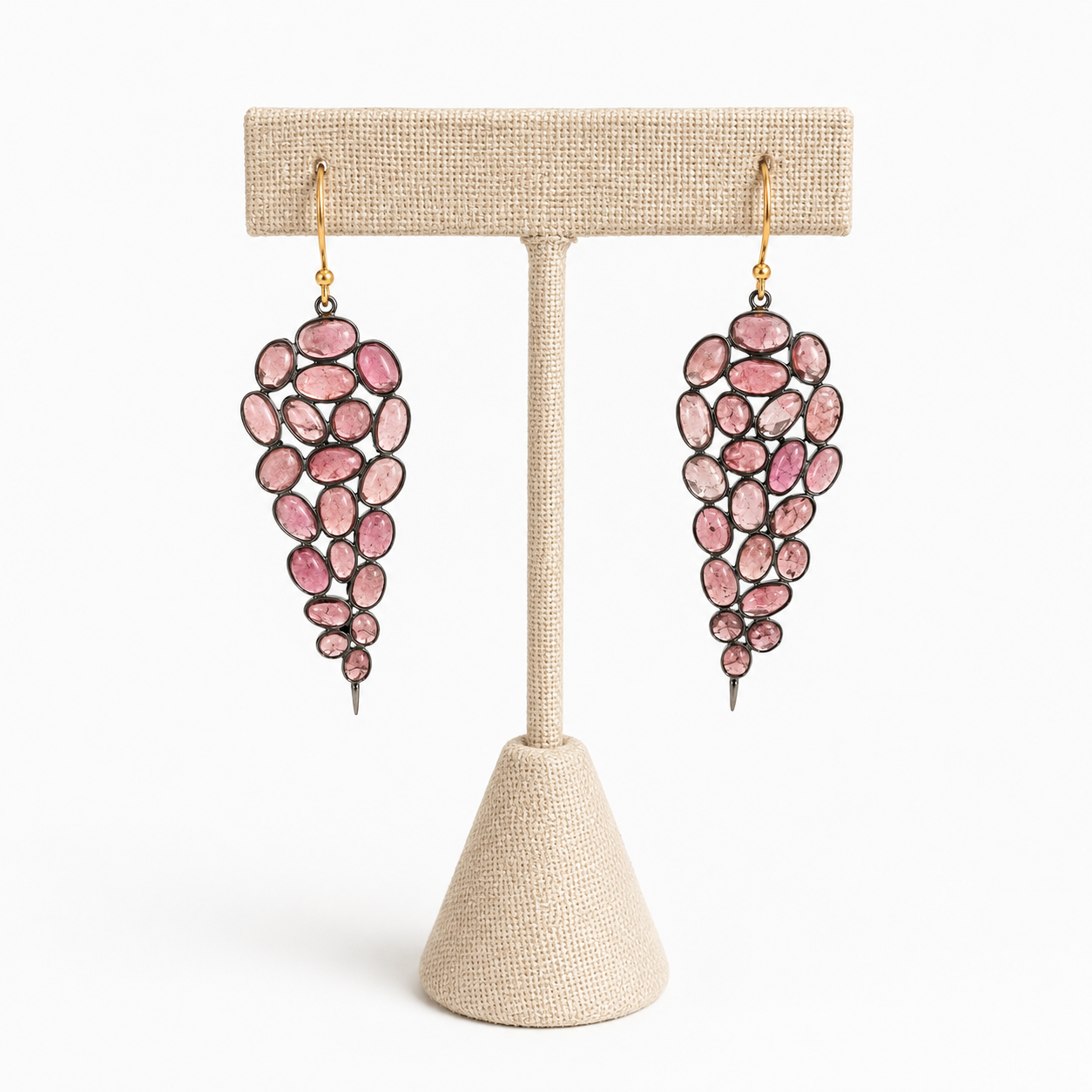 Pink Tourmaline Cascade Earrings – 18k Gold Plated Over 925 Sterling Silver