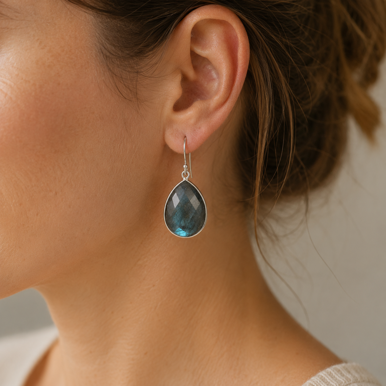 Labradorite Teardrop Earrings- 925 Sterling Silver