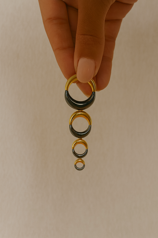 Black Rhodium Two-Toned Earrings