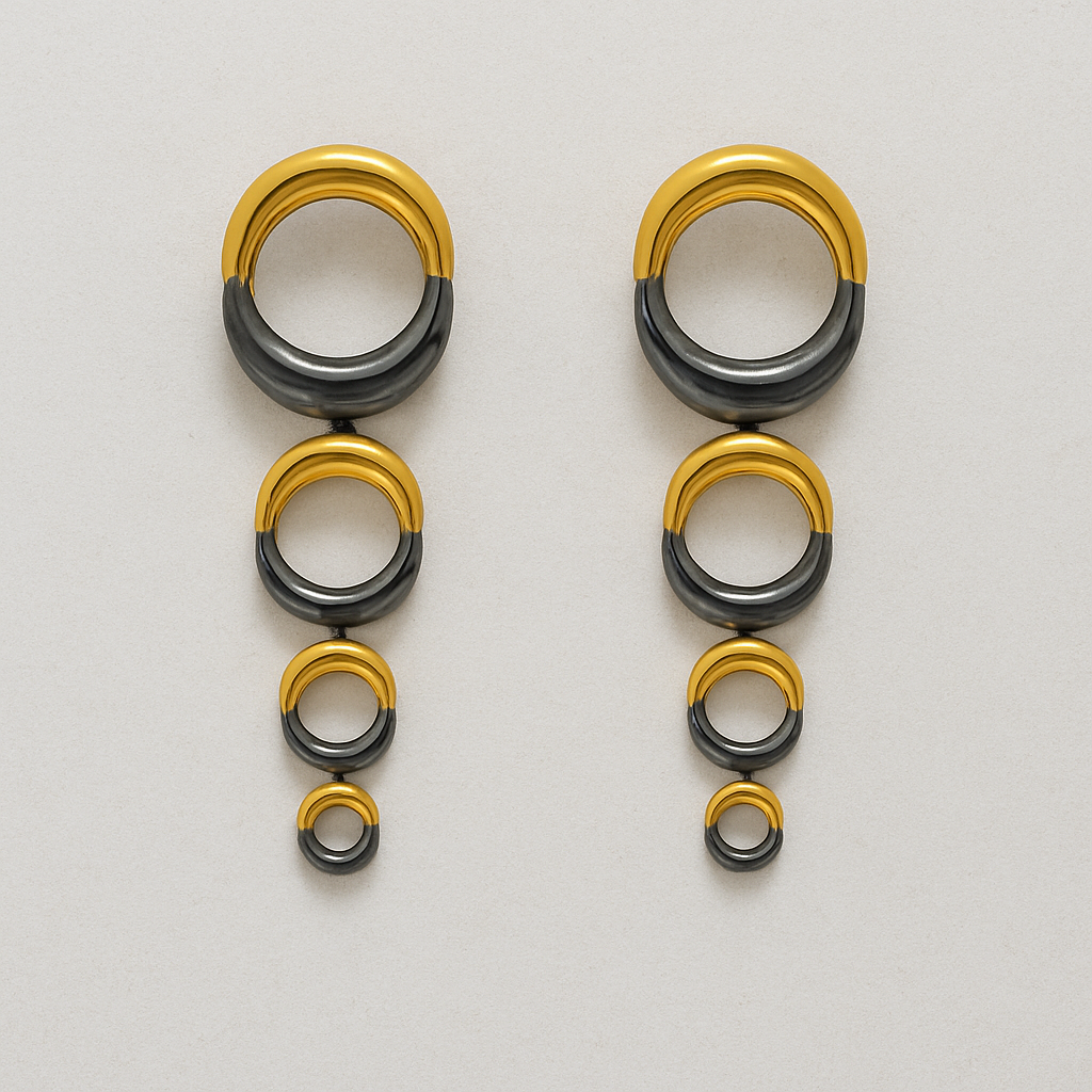 Black Rhodium Two-Toned Earrings