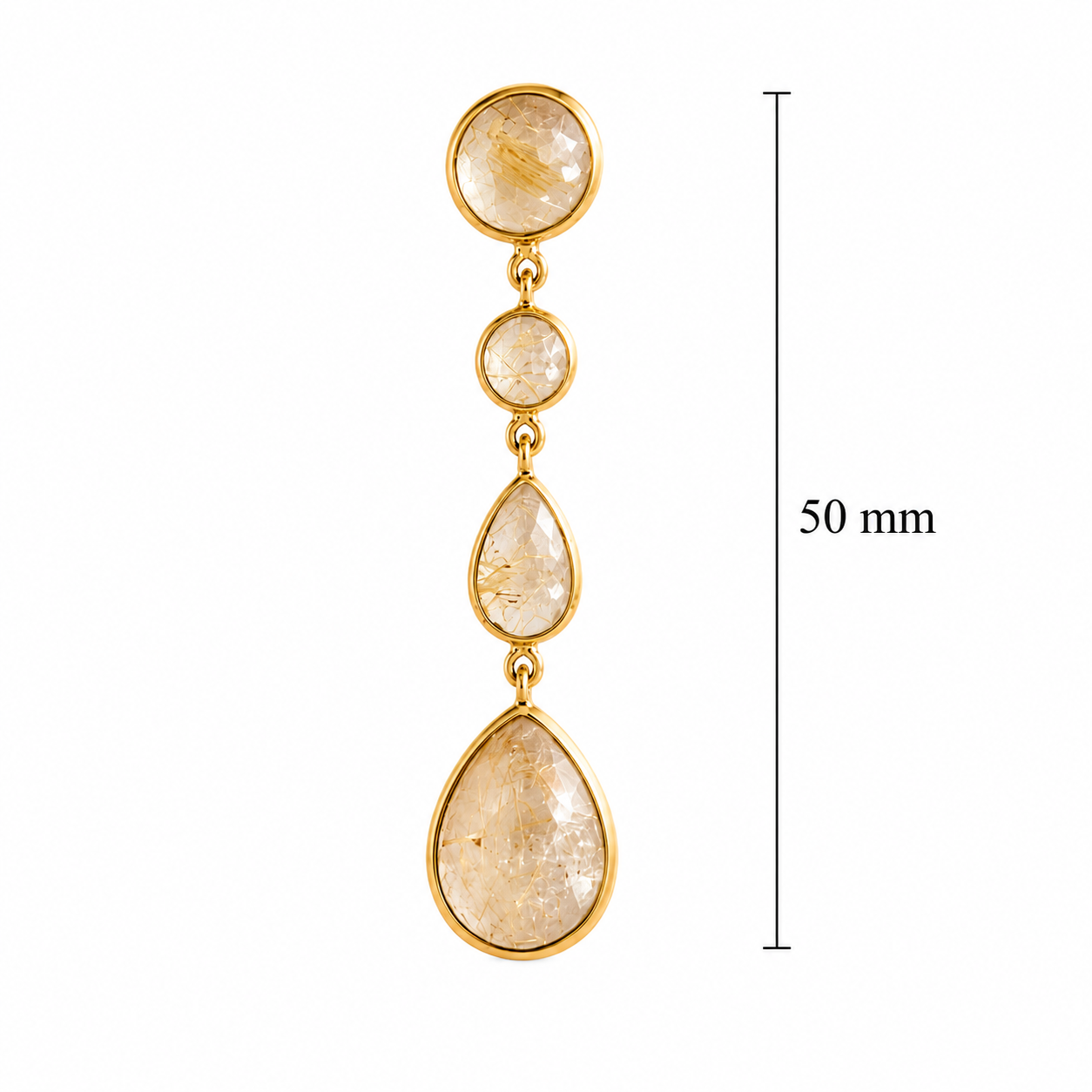 Yellow Rutilated Quartz Earrings – 18k Gold Plated on 925 Sterling Silver