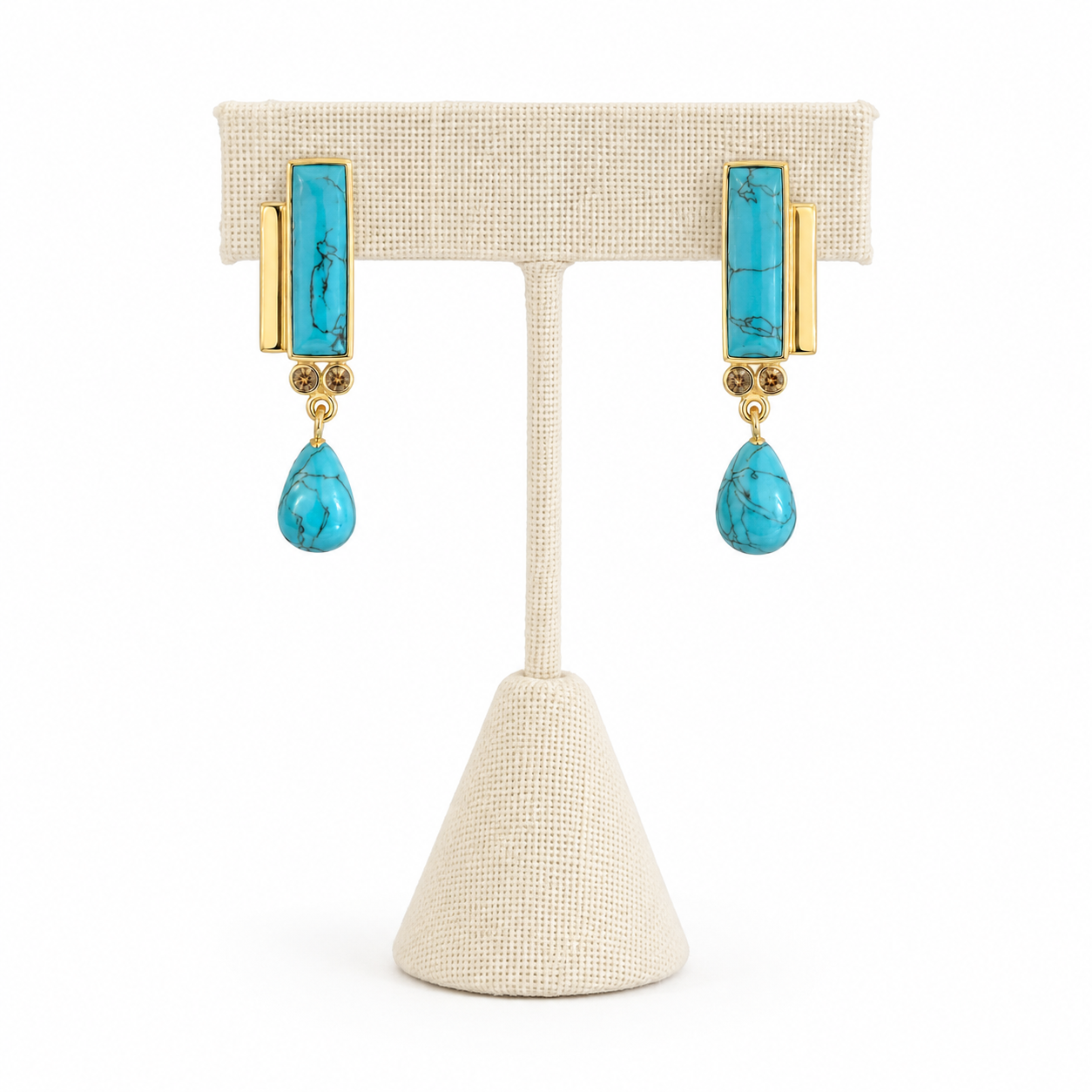 Arizona Turquoise Earrings- 18k Gold Plated on 925 Sterling Silver