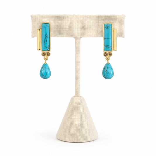 Arizona Turquoise Earrings- 18k Gold Plated on 925 Sterling Silver