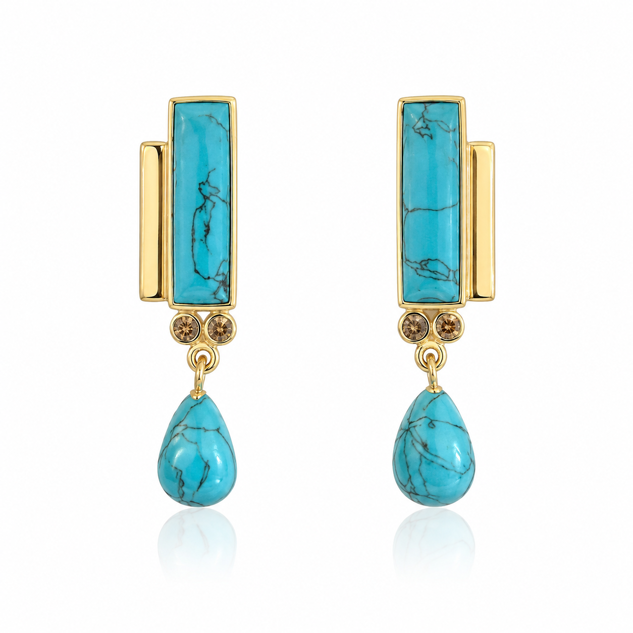 Arizona Turquoise Earrings- 18k Gold Plated on 925 Sterling Silver