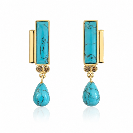 Arizona Turquoise Earrings- 18k Gold Plated on 925 Sterling Silver