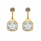 Green amethyst and Purple Amethyst Earrings- 18k Gold Plated on 925 Sterling Silver